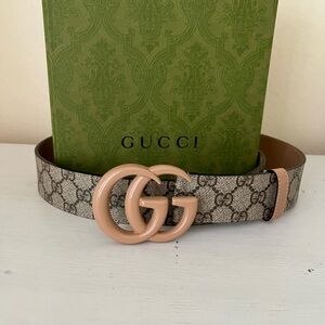 NWB Gucci GG Supreme Monogram Marmont GG  Belt 90/ 36 Camel $570